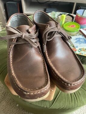 Clarks Men's Brown Leather Moc Toe Slip-On Loafers
